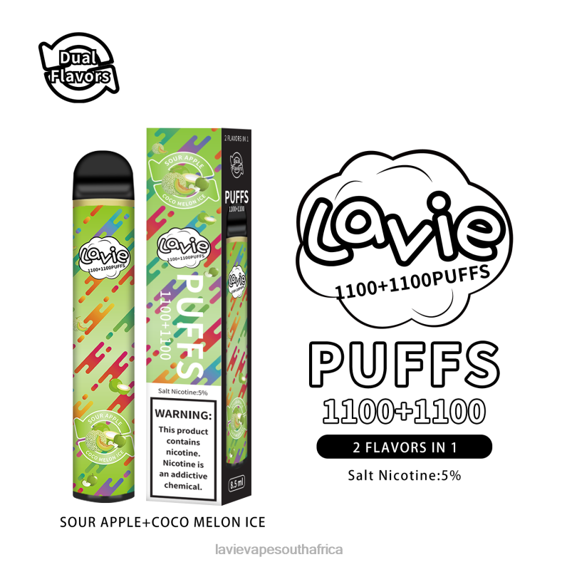LAVIE Vape South Africa - LAVIE BAR Switch 2200 Puffs Sour Apple/Coco Melon Ice VNZRX297